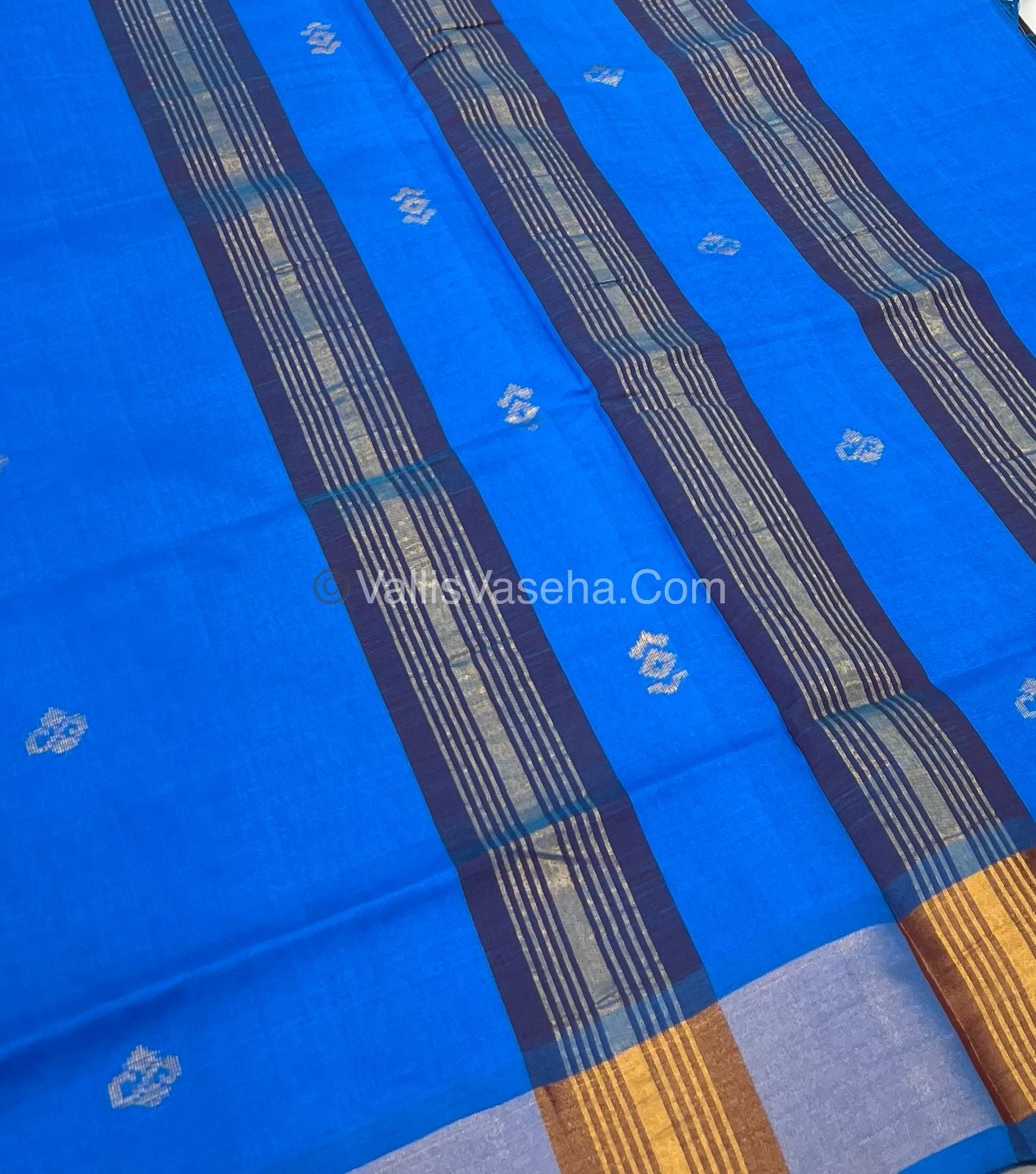 Semi Silk Cotton Saree - Brown & Blue  Combo - VVSSC001