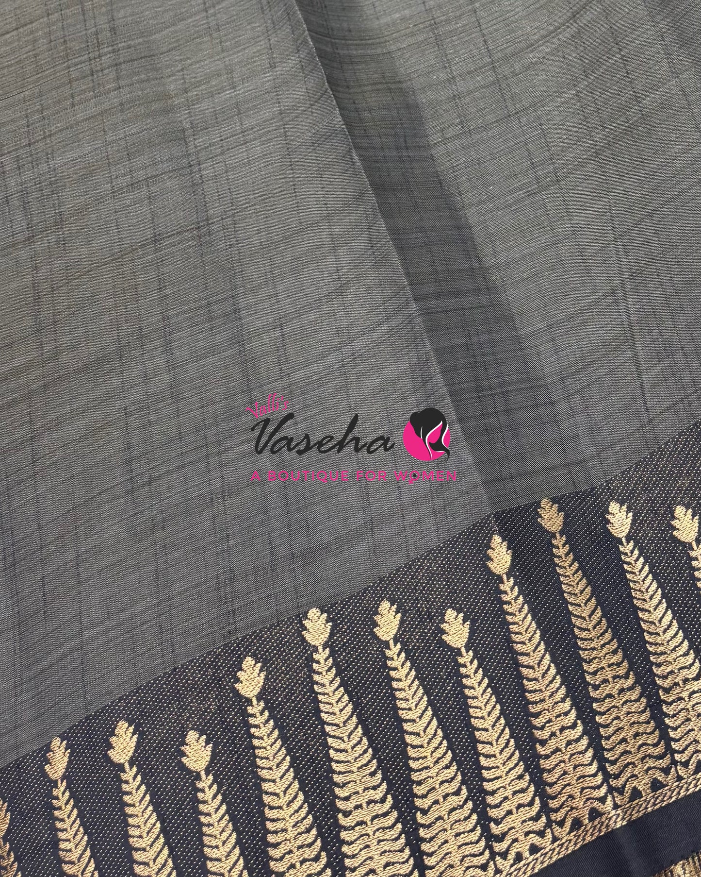 Semi Tussar Silk Saree | Black  Shade |VVSTS050