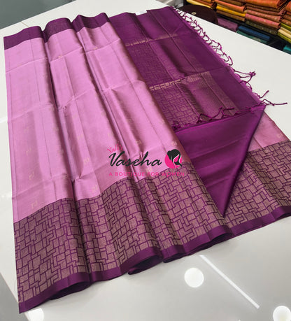 Pure Soft Silk Saree - Pink & Purplish Pink - VVPSS124