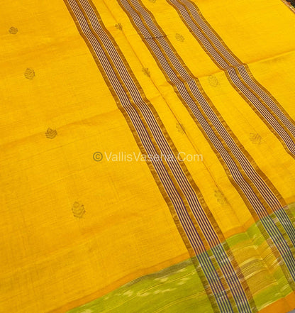 Semi Silk Cotton Saree -  Blue  & Yellow  - VVSSC001