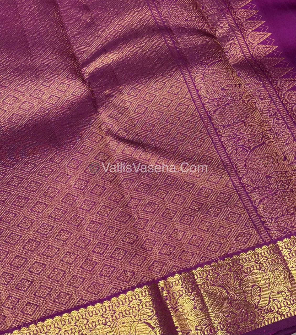 Pure Kanchipuram Silk Saree - Dual Tone Grey & Purple Combo - VVPS025