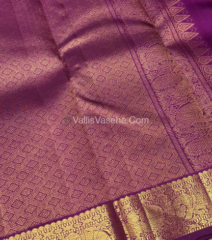 Pure Kanchipuram Silk Saree - Dual Tone Grey & Purple Combo - VVPS025