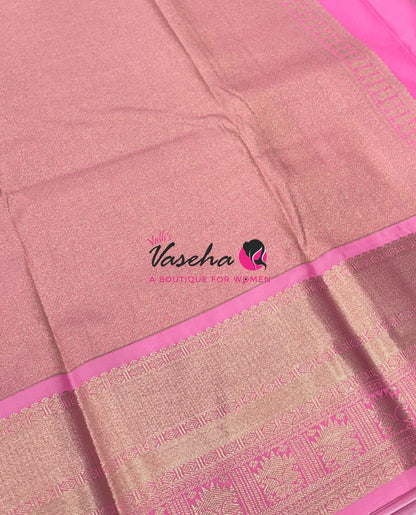 Semi Kanchi Silk  - Green & Pink  - VVSKS007