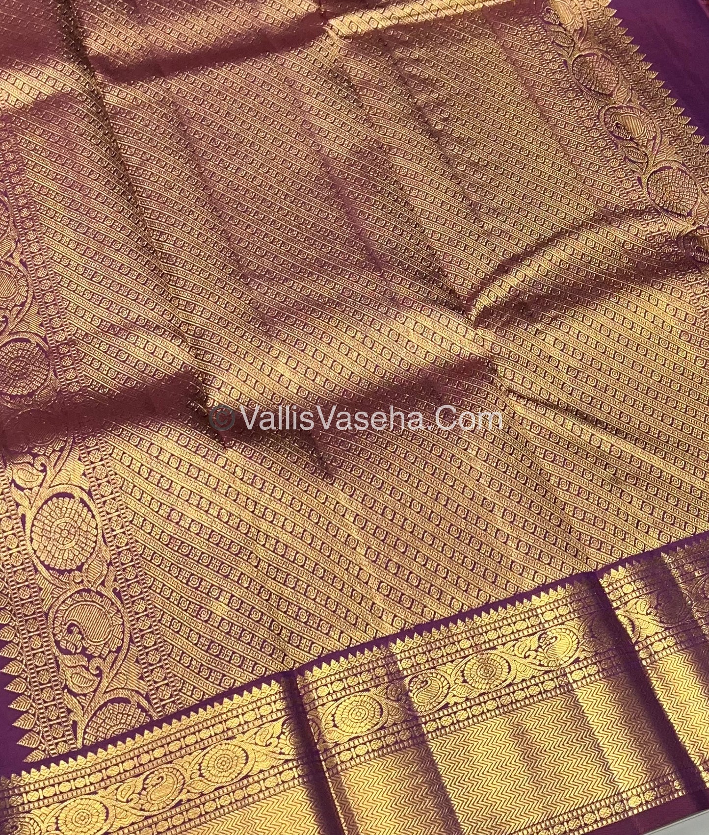 Pure Kanchipuram Silk Saree - Greyish Purple & Purplish Wine Combo - VVPS014