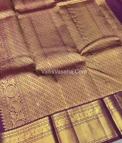 Pure Kanchipuram Silk Saree - Greyish Purple & Purplish Wine Combo - VVPS014