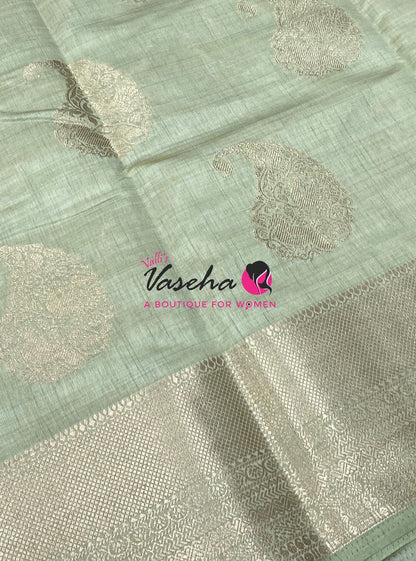 Semi Tussar Silk Saree | Grey Shade |VVSTS055