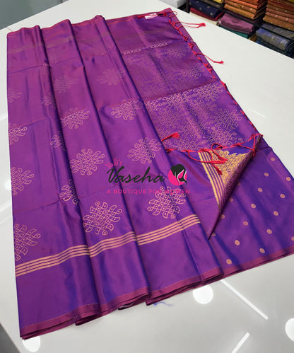 Semi Soft Silk - Kolam Design - Purplish Pink Shade - 2 - VVSSS029