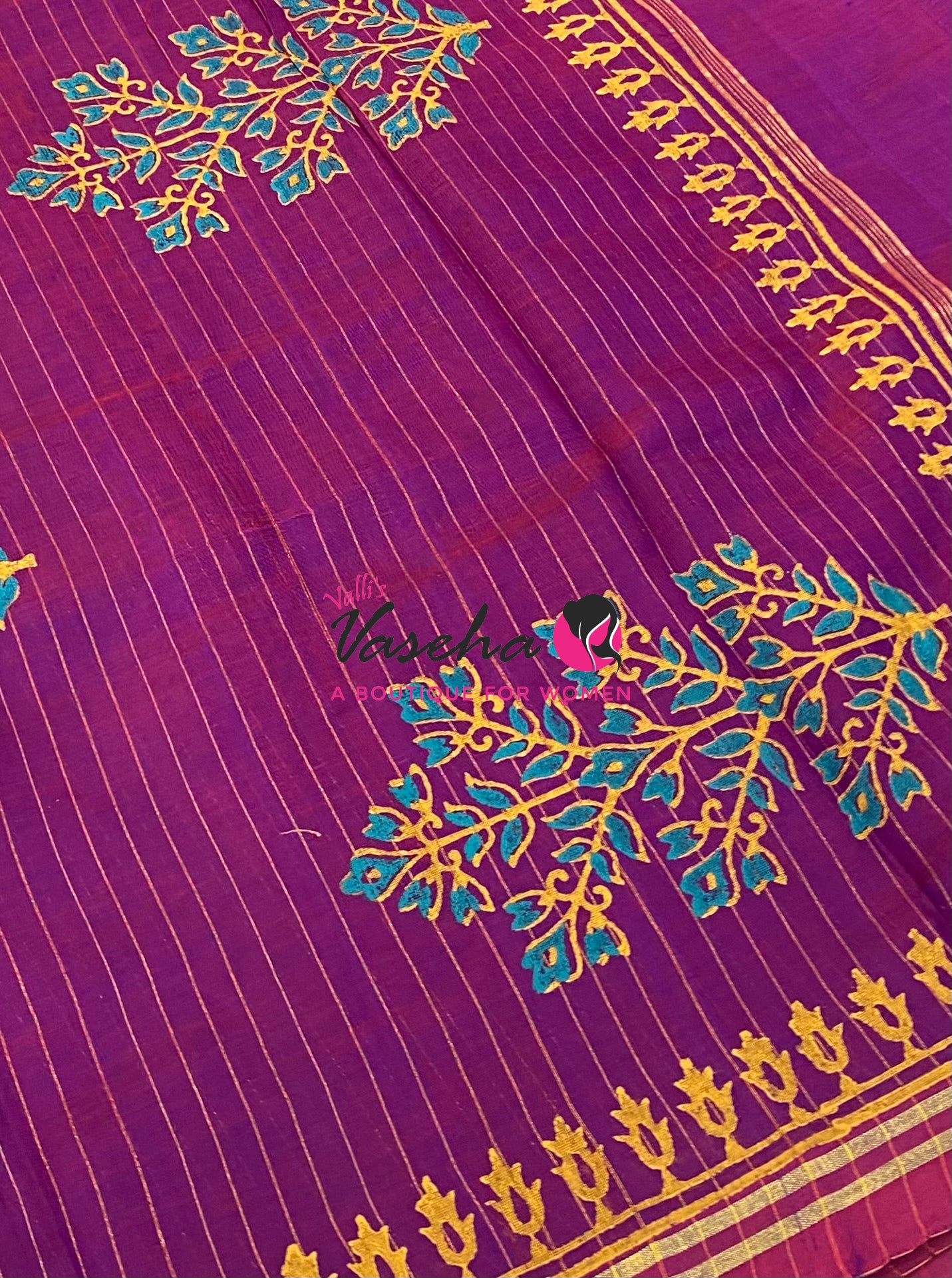 Pure Printed Silk Cotton Sarees - Purple - VVPSC004