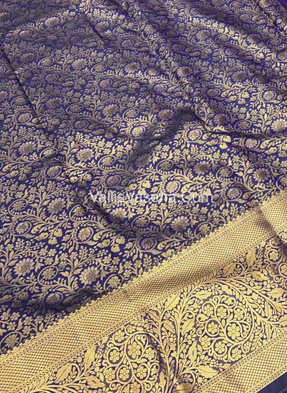 Semi Kanchipuram Silk - Blue shade - Semi Bridal - VVSKS002