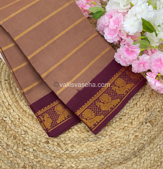 Sungudi Cotton Saree | Velthari Design - Chocolate with Maroon Shade - VVSCV001