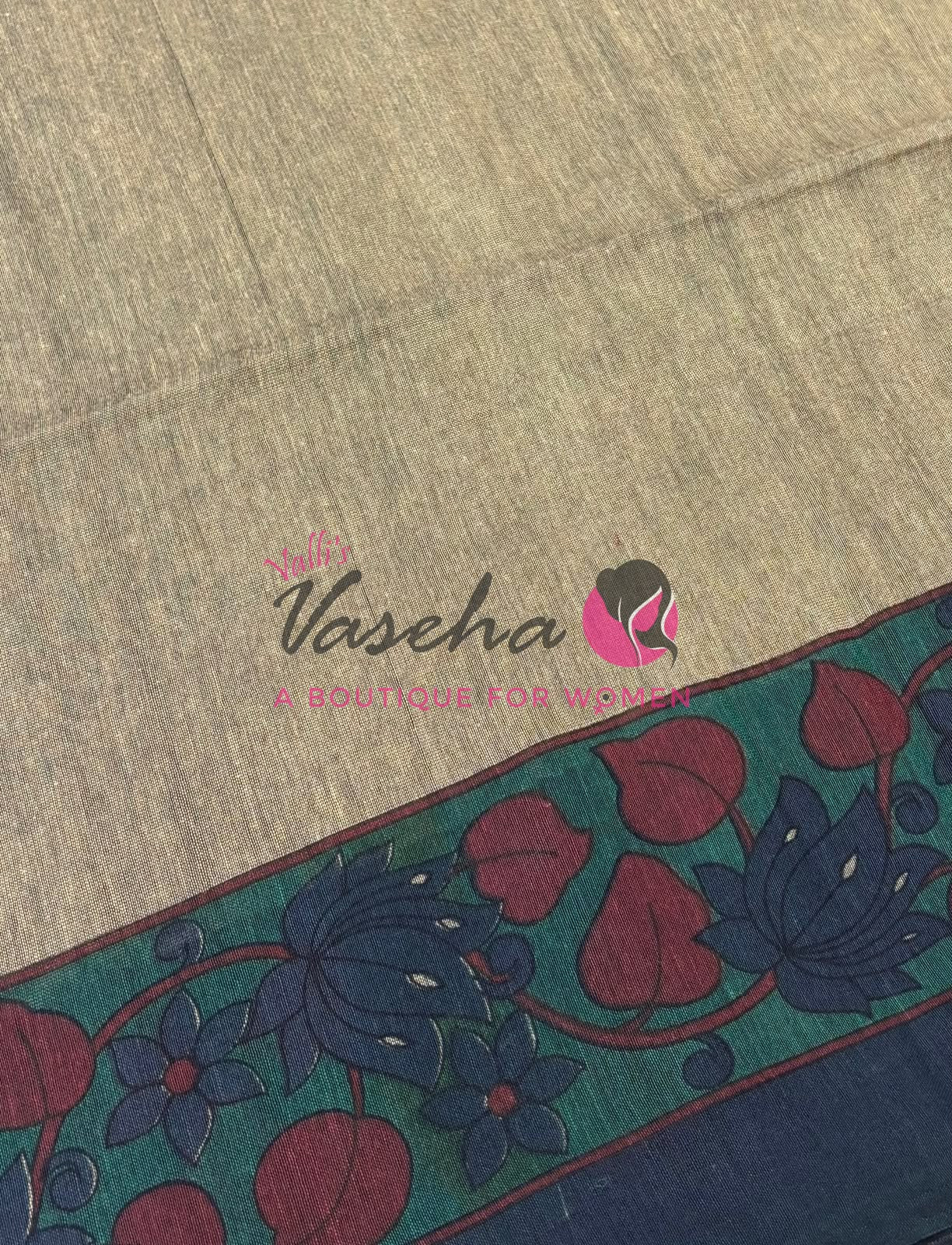 Handloom Cotton Sarees with Kalamkari Blouse - VVKCK003