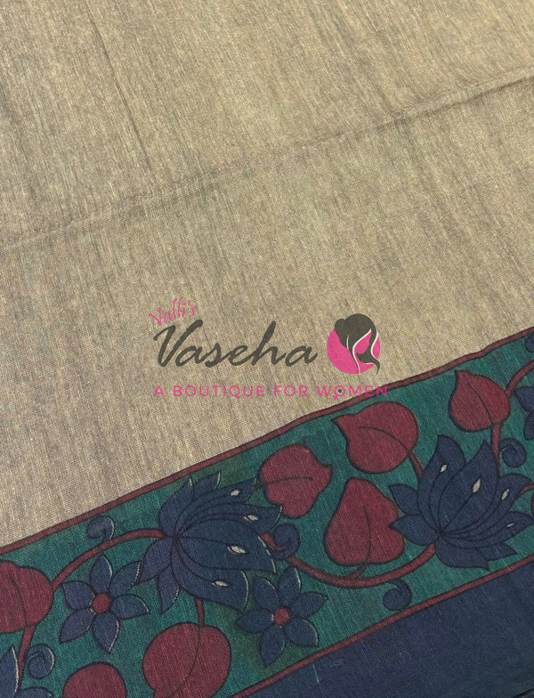 Handloom Cotton Sarees with Kalamkari Blouse - VVKCK003