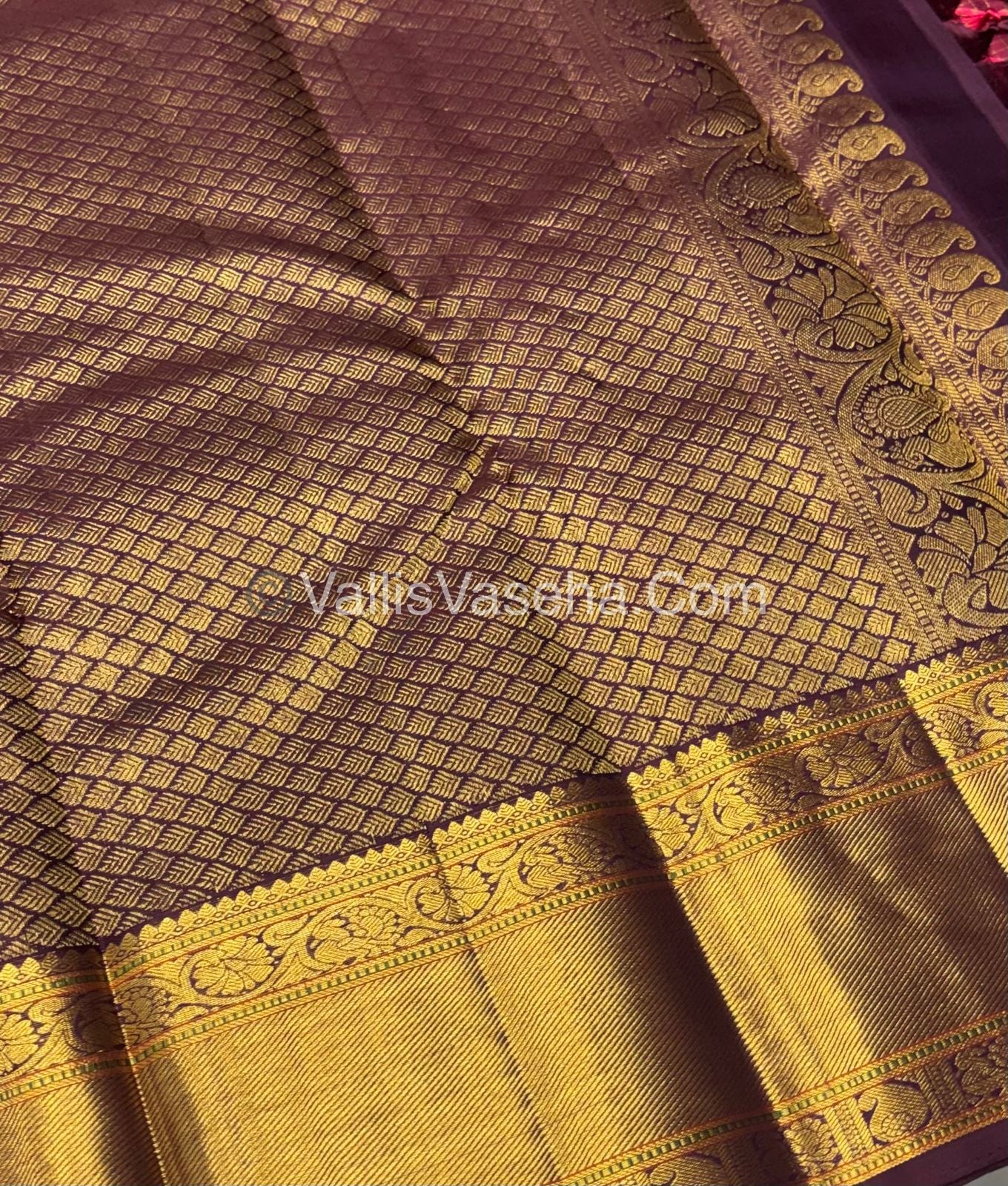 Pure Kanchipuram Silk Saree - Pinkish Maroon & Wine Brown Combo - VVPS040