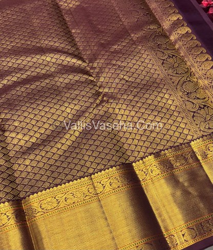Pure Kanchipuram Silk Saree - Pinkish Maroon & Wine Brown Combo - VVPS040