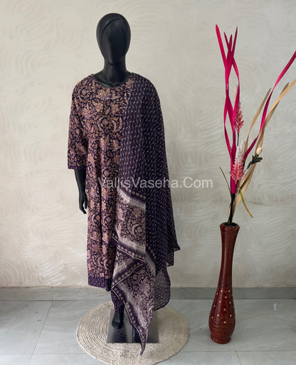 Ready Made - Anarkali - Salwar, Kameez & Duppatta(3pc)- Printed Cotton - VVAS006