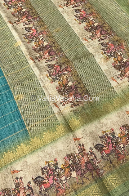 Semi Chanderi Saree - checks pattern - VVSCS004