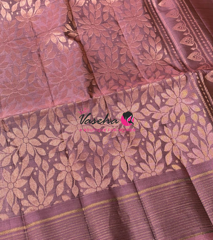 Half Mixed  Soft Silk Saree - (1.75 warp)Violetish Blue & Onion Pink - VVPSS090
