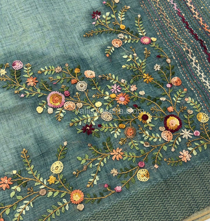 French Knot - Tissue Saree - Blue Shade - VVLFN009