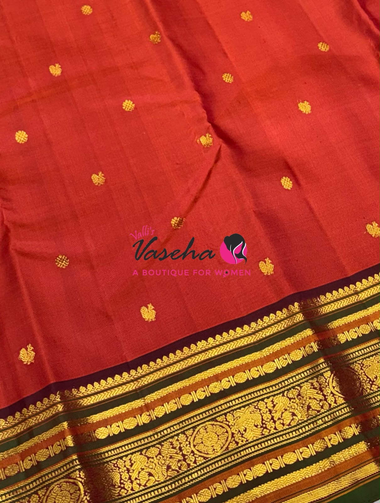 Pure Kanchipuram Silk Saree - Rust Orange & Brown Combo - VVPS079