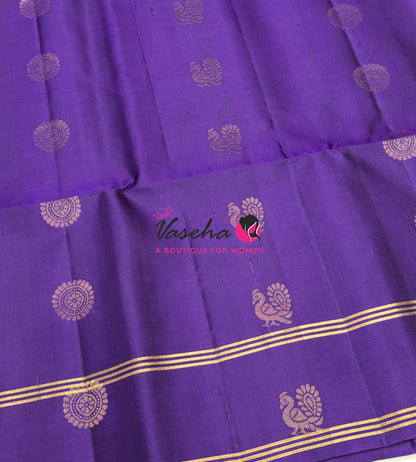 Pure Soft Silk Saree  - Purple & Dual Tone Green Combo - VVPSS136