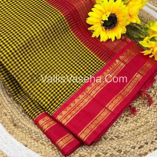 Pure Korvai Silk Cotton - Podi Kattam - Merun & Black with Teal Green - Retta Petta Border - VVKSC003