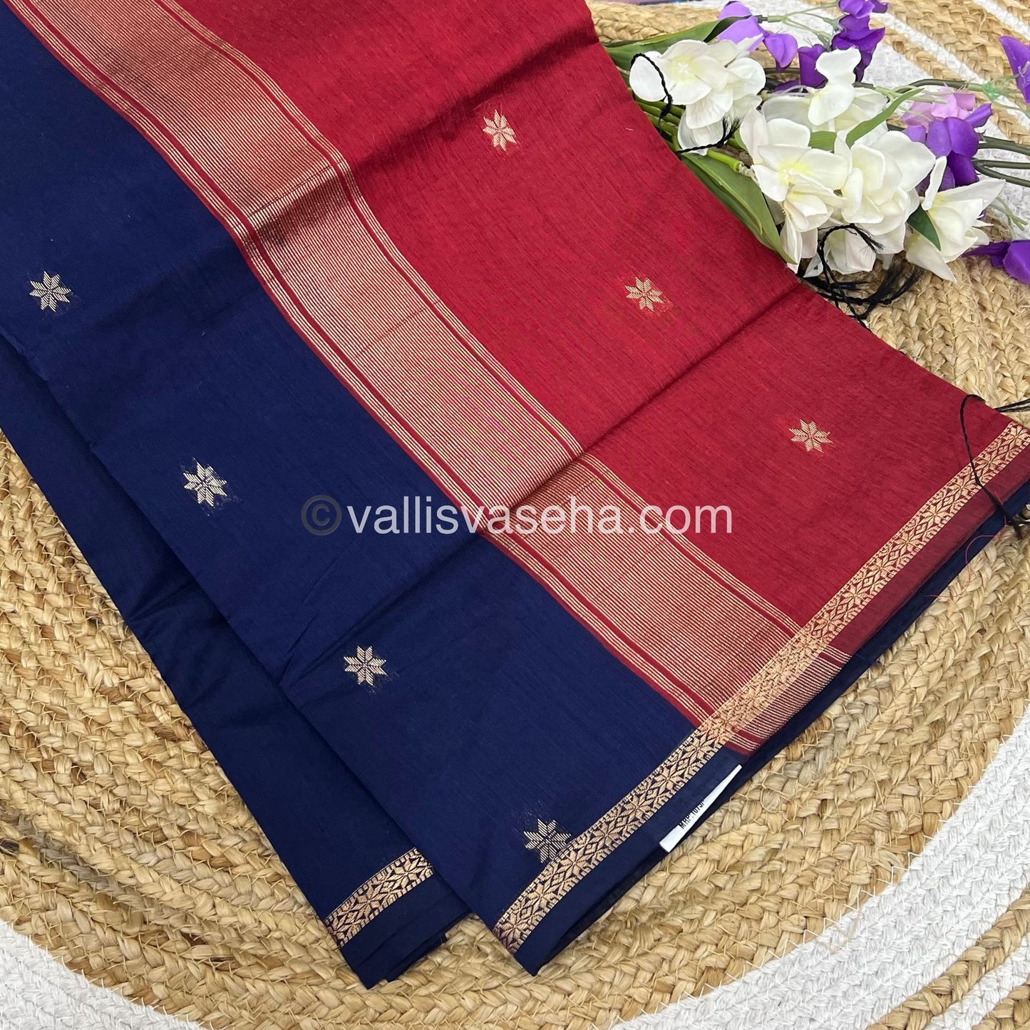 Semi Maheshwari Silk Cotton Saree - VVMSC002