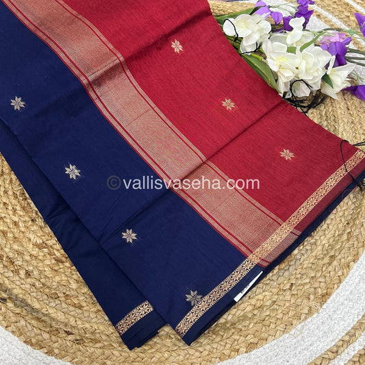 Semi Maheshwari Silk Cotton Saree - VVMSC002