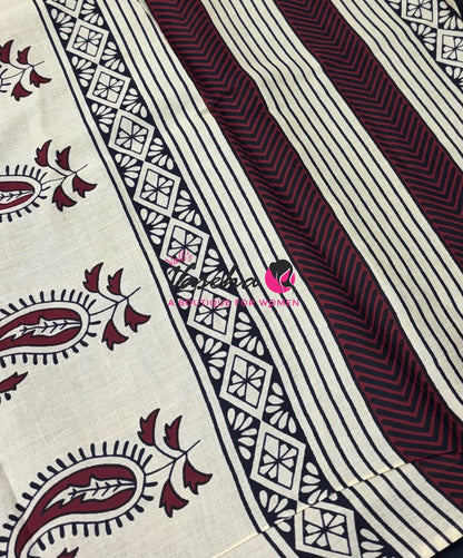Pure Soft Mul Mul Cotton Sarees - Hand Block Prints - VVMMC011