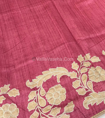 Semi Raw Silk with embroidery work - VVSRS001