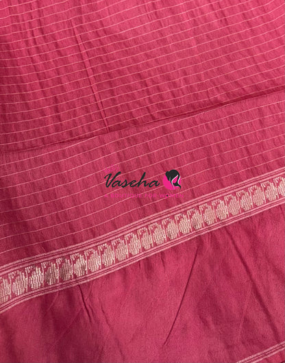 Bhagalpuri Silk | Light Green With Pink Combo | VVBS011