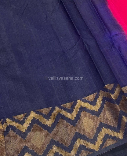 Bamboo Silk Saree  - Shade of Pink With Navy Blue Shade - VVBSS001