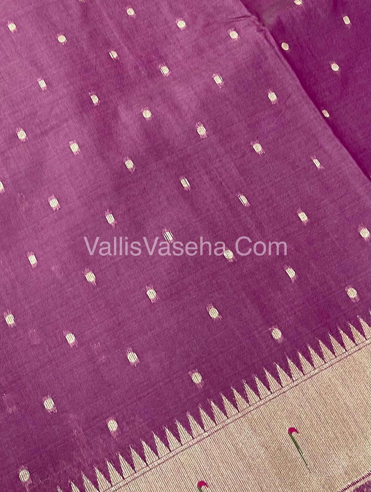 Semi Raw Silk - Paithani Design Weaving - Wine Shade - VVRS005