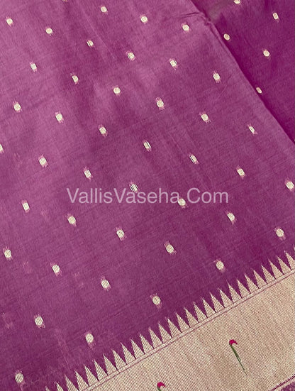 Semi Raw Silk - Paithani Design Weaving - Wine Shade - VVRS005
