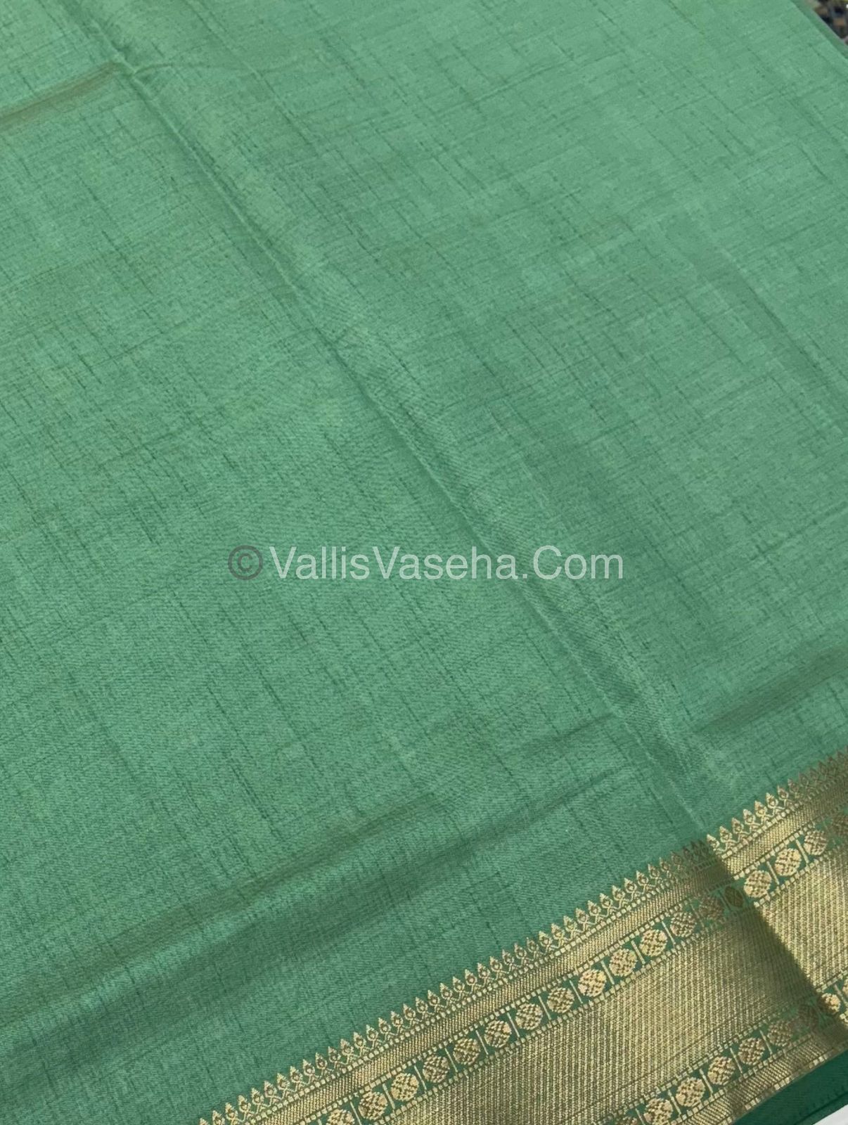Semi Tussar Silk - Grand Pallu Pista Green Shade - VVSTS023
