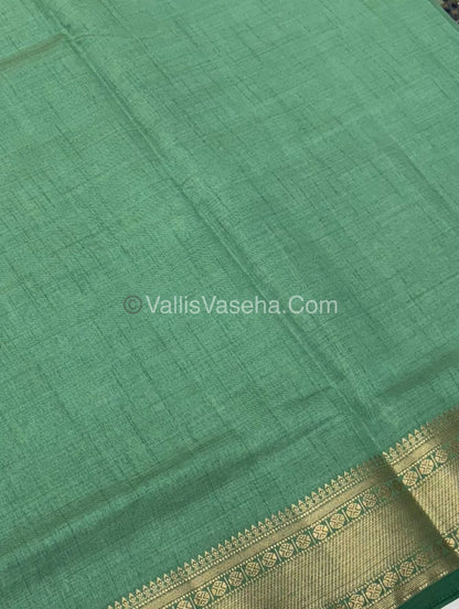 Semi Tussar Silk - Grand Pallu Pista Green Shade - VVSTS023