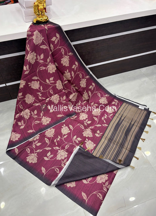 Art Tussar / Art Silk - Pink & Dark Purple - VVATS001