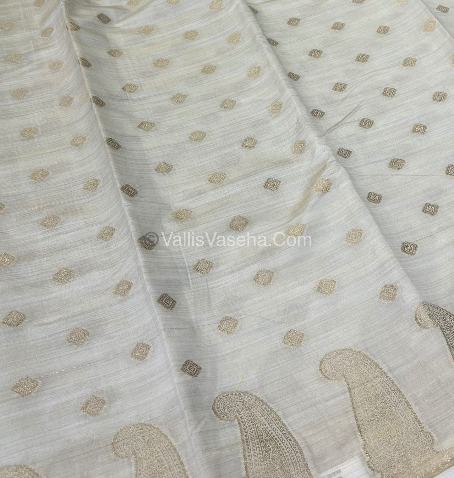 Semi Tussar Silk Saree - Cream shade - VVSTS010
