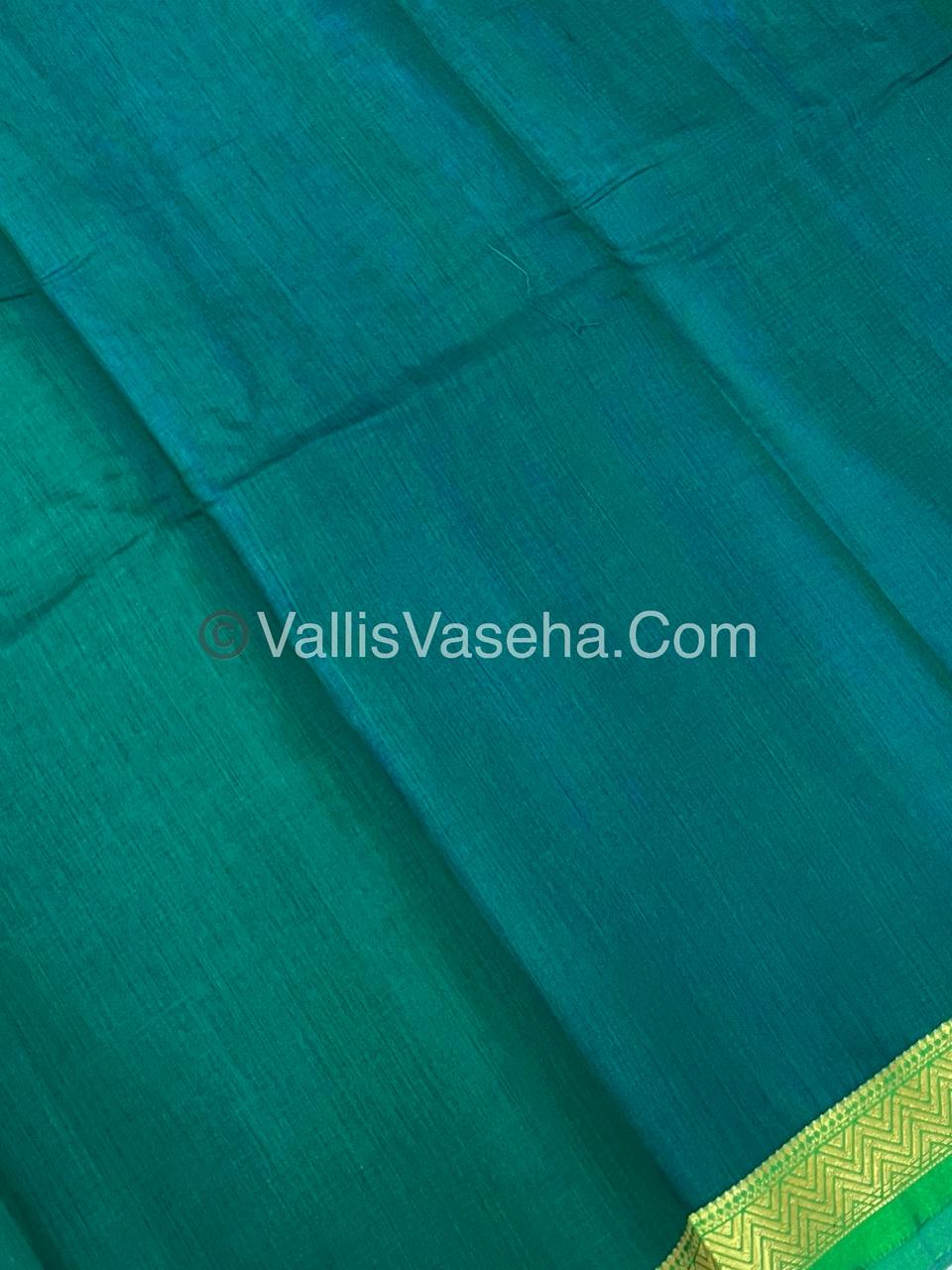Fancy Mixed Cotton - Royal Blue With Green Shade - VVFMC005