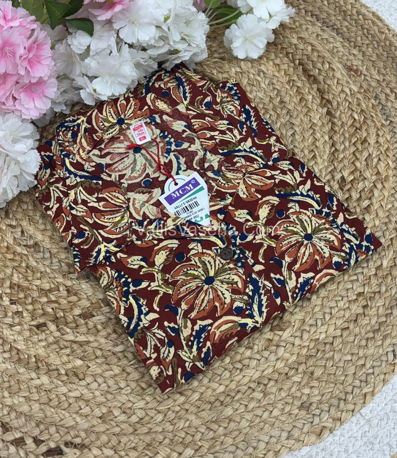 Slub Cotton -  Printed Kurti -  A - Line Cut - VVALK002