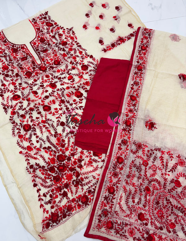 Unstitched Salwar Material | Semi Chanderi Cotton - VVUSM036