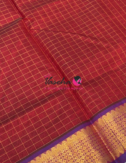 Pure Silk Cotton Saree - Zari Checks - VVCSC001