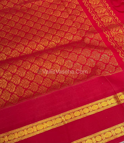 Pure Korvai Silk Cotton - Yellow with Red - Checks Pattern - VVKSC022