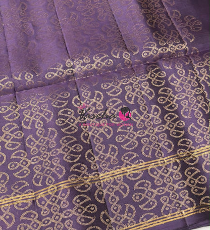 Pure Soft Silk Saree - (1.75 Warp) Kolam Design - Shade Of Grey & Light Purple Shade - VVPSS074