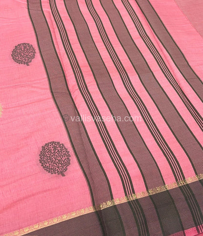 Semi Tussar Silk Saree - Light Peachish Pink shade - VVSTS009