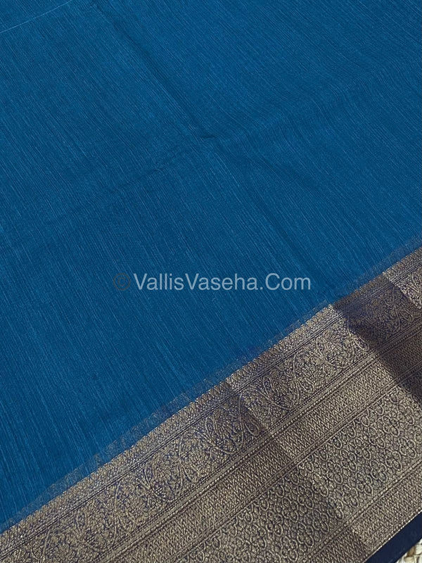 Bamboo Silk Saree - Blue With Navy Blue Shade - VVBSS008