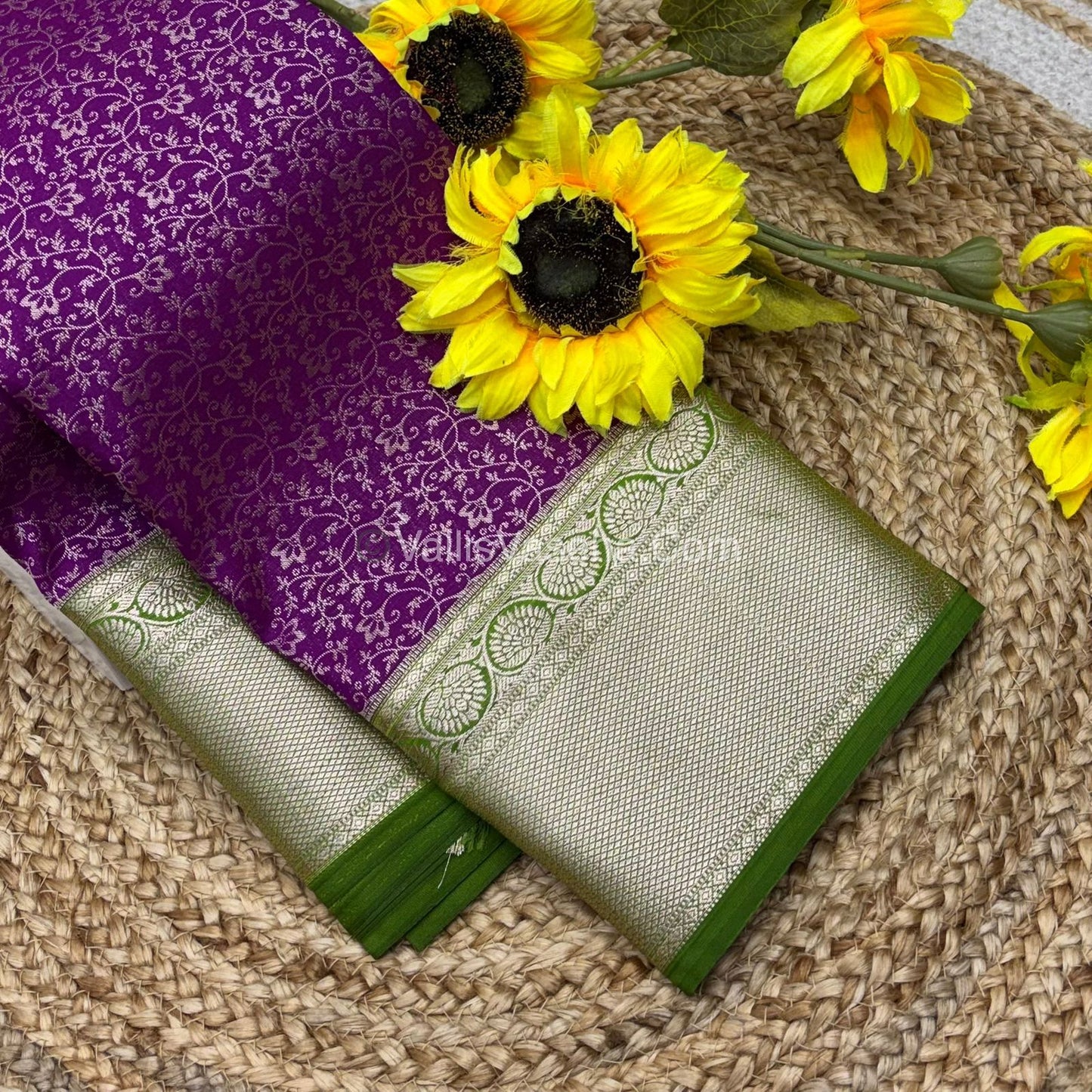 Semi Bridal Kanchipuram Silk - Purple With Green Shade  - VVSBK001
