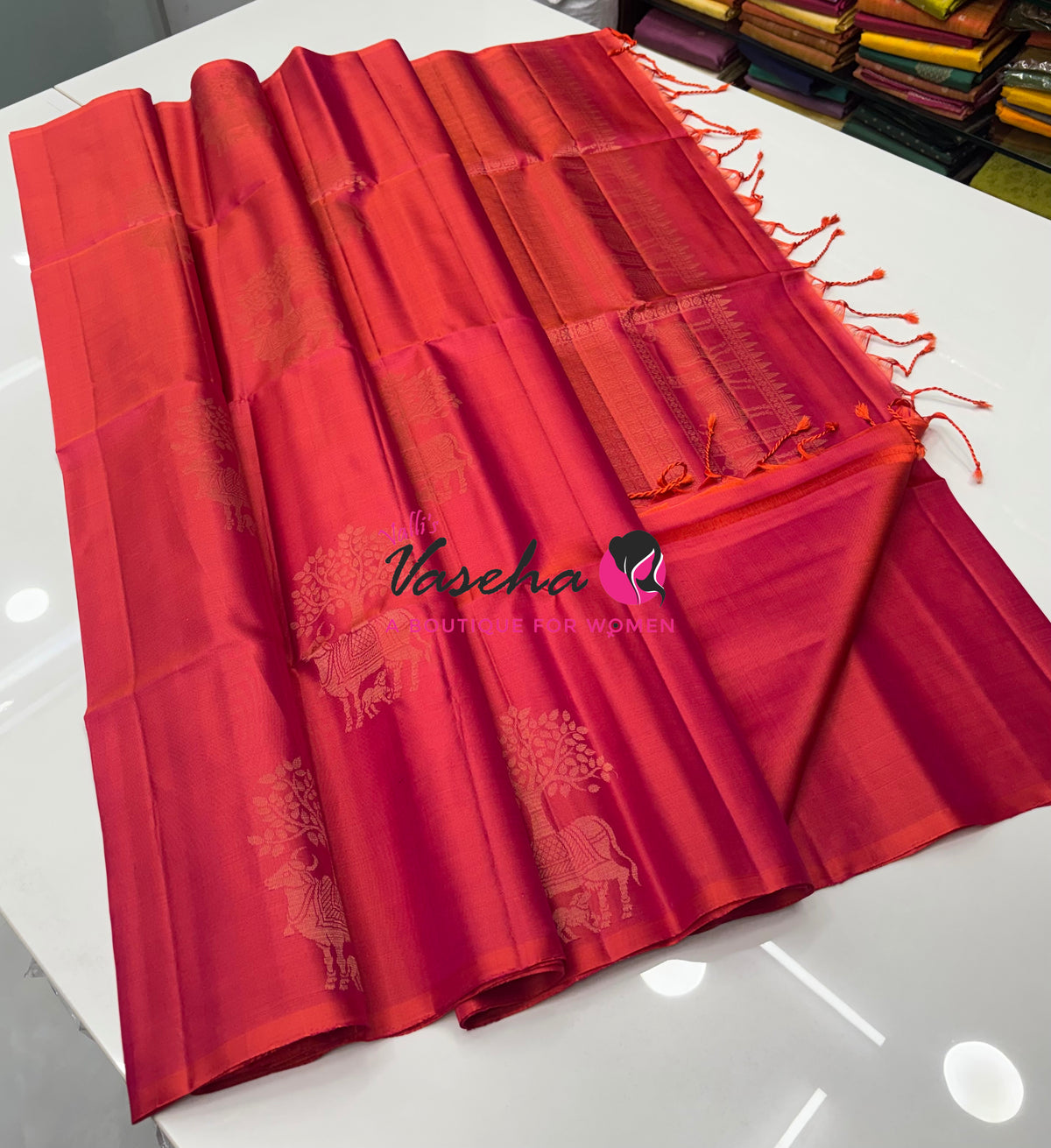 Pure Soft Silk Saree  - Border Less  - Peach Shade - VVPSS102