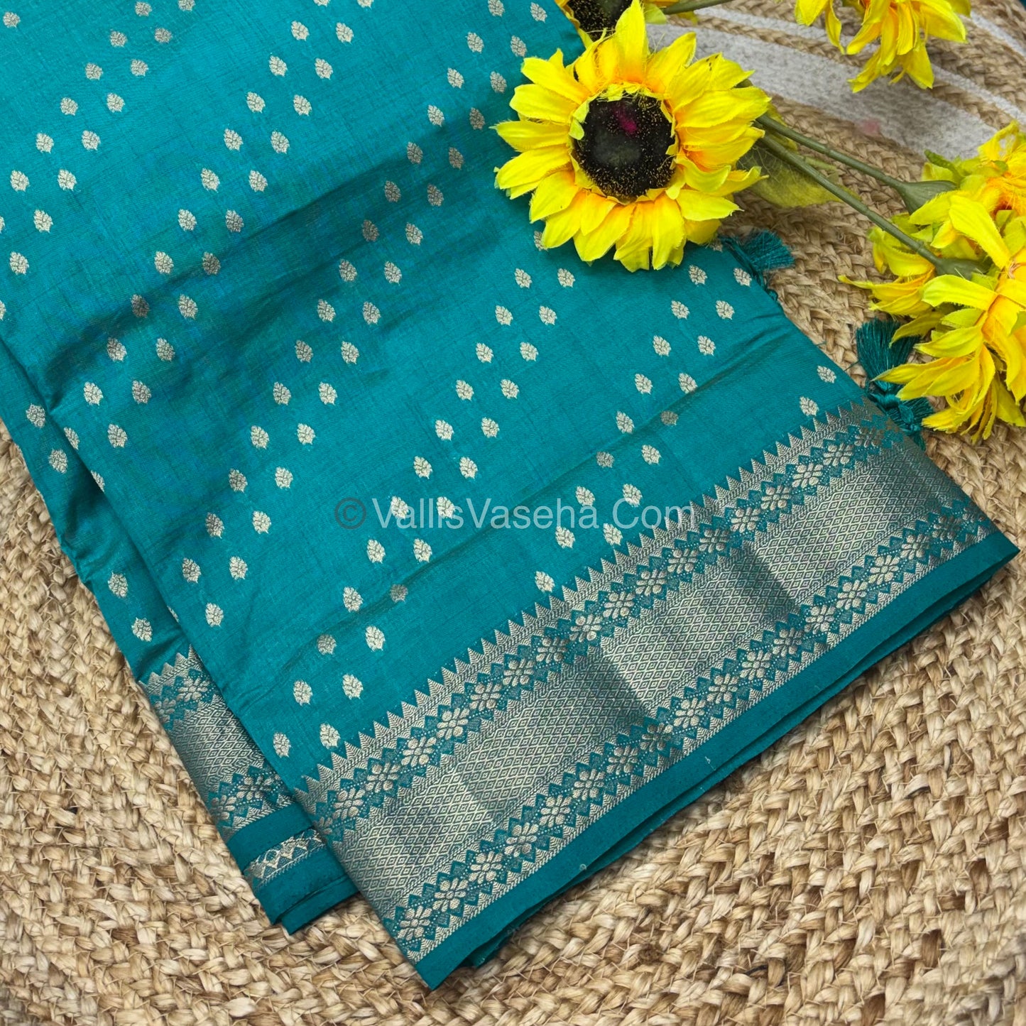 Semi Tussar Silk - Grand Pallu  - Blue Shade - VVSTS017