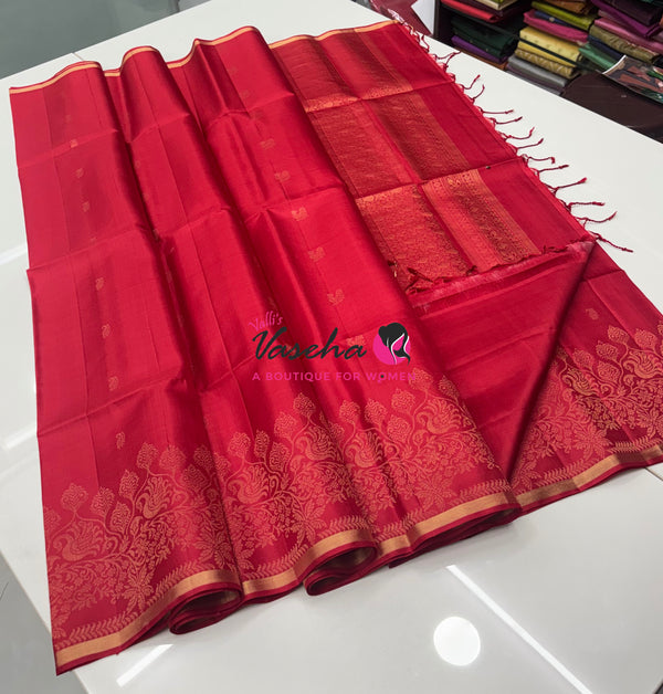 Pure Soft Silk Saree - Red Shade - VVPSS119