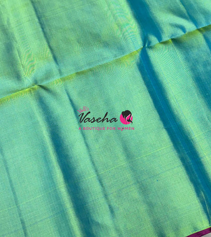 Pure Soft Silk Saree  - Purple With Dual Tone Green - VVPSS118